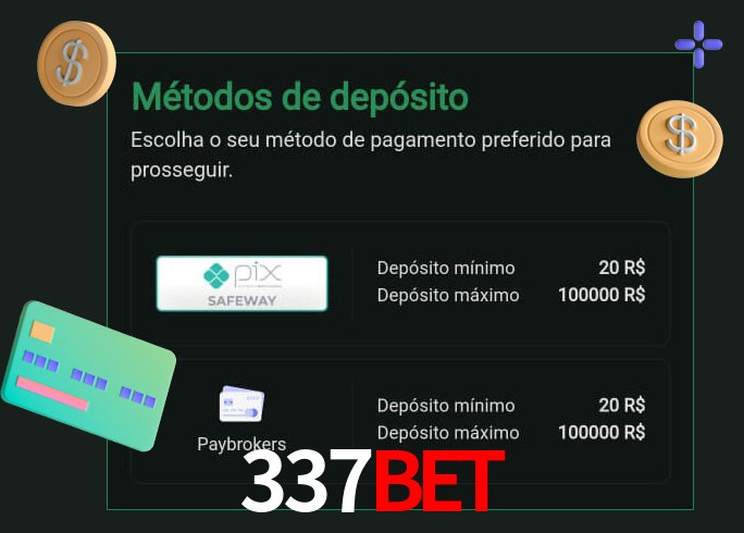 O cassino 337bet oferece uma grande variedade de métodos de pagamento